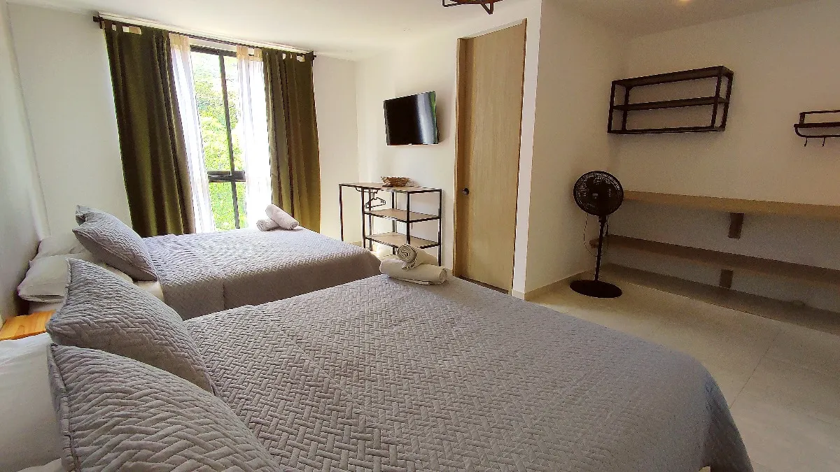 Habitación Twin con dos camas y vista a la calle en Trip Monkey Del Río